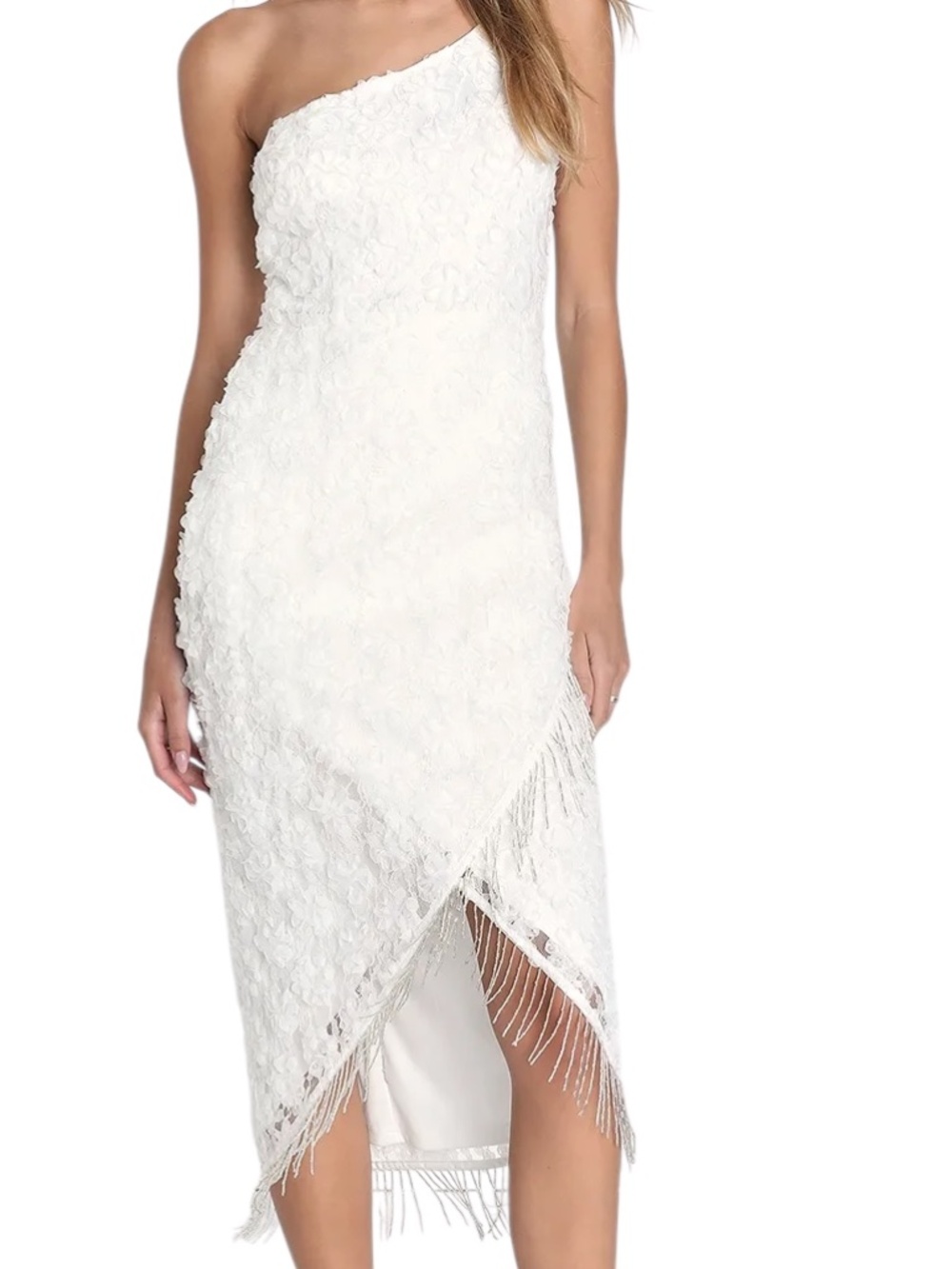 Lulus Stunning Destiny One-Shoulder High Low Dress - White Size S - Picture 1 of 14